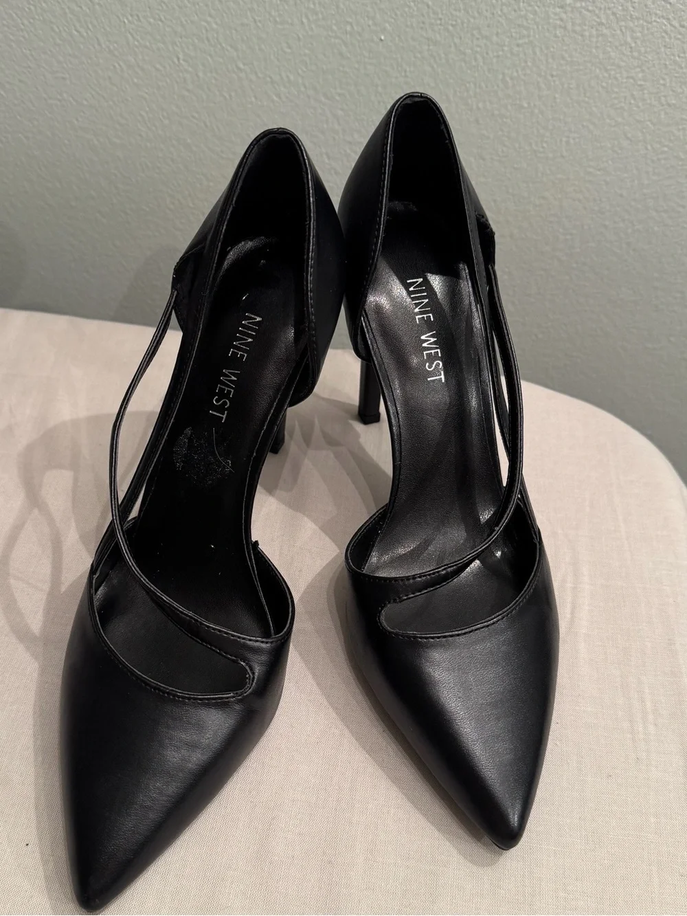 Nine West Black Pointed-Toe Strappy Stiletto Heels